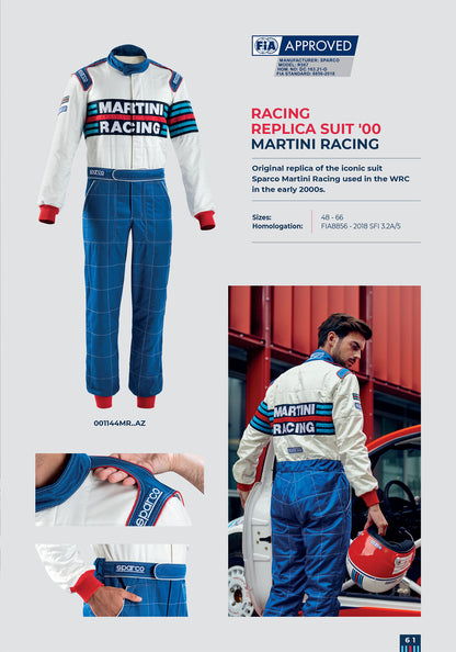 001144MR Sparco Martini Racing Classic Retro Rally Suit Fireproof FIA 8856-2018