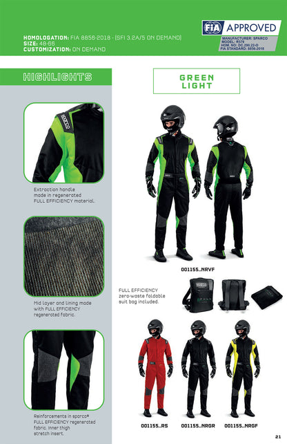 001155 Sparco FUTURA Race Suit Climate Friendly Design FIA Approved Fireproof