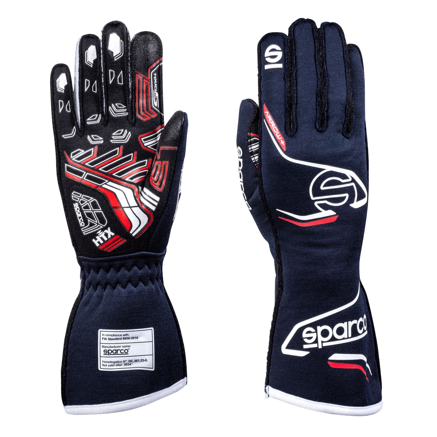 001319 Sparco ARROW+ Racing Driver Gloves High Spec HTX Pre-Curved FIA Fireproof