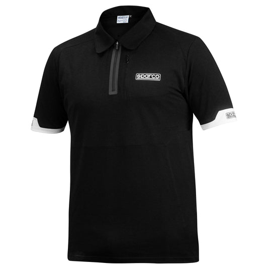 01367 New 2023 Sparco Racing Mens Polo Shirt with Zip in Stretch Polyester