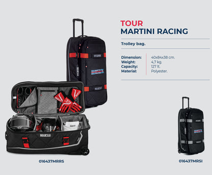 Sparco Martini Racing Large Holdall Trolley Bag on Wheels for Travel and Leisure