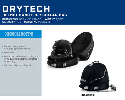 Sparco DRY-TECH Racing Helmet Bag with FHR Hans Storage Race Rally Motorsport