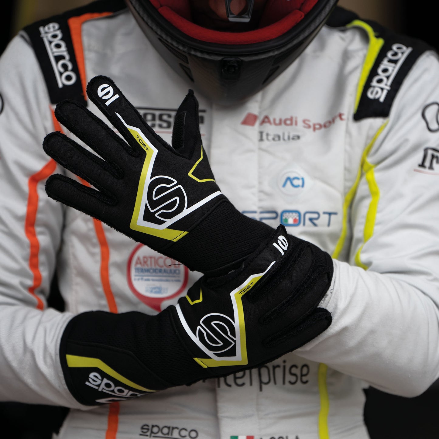 001319 Sparco ARROW+ Racing Driver Gloves High Spec HTX Pre-Curved FIA Fireproof