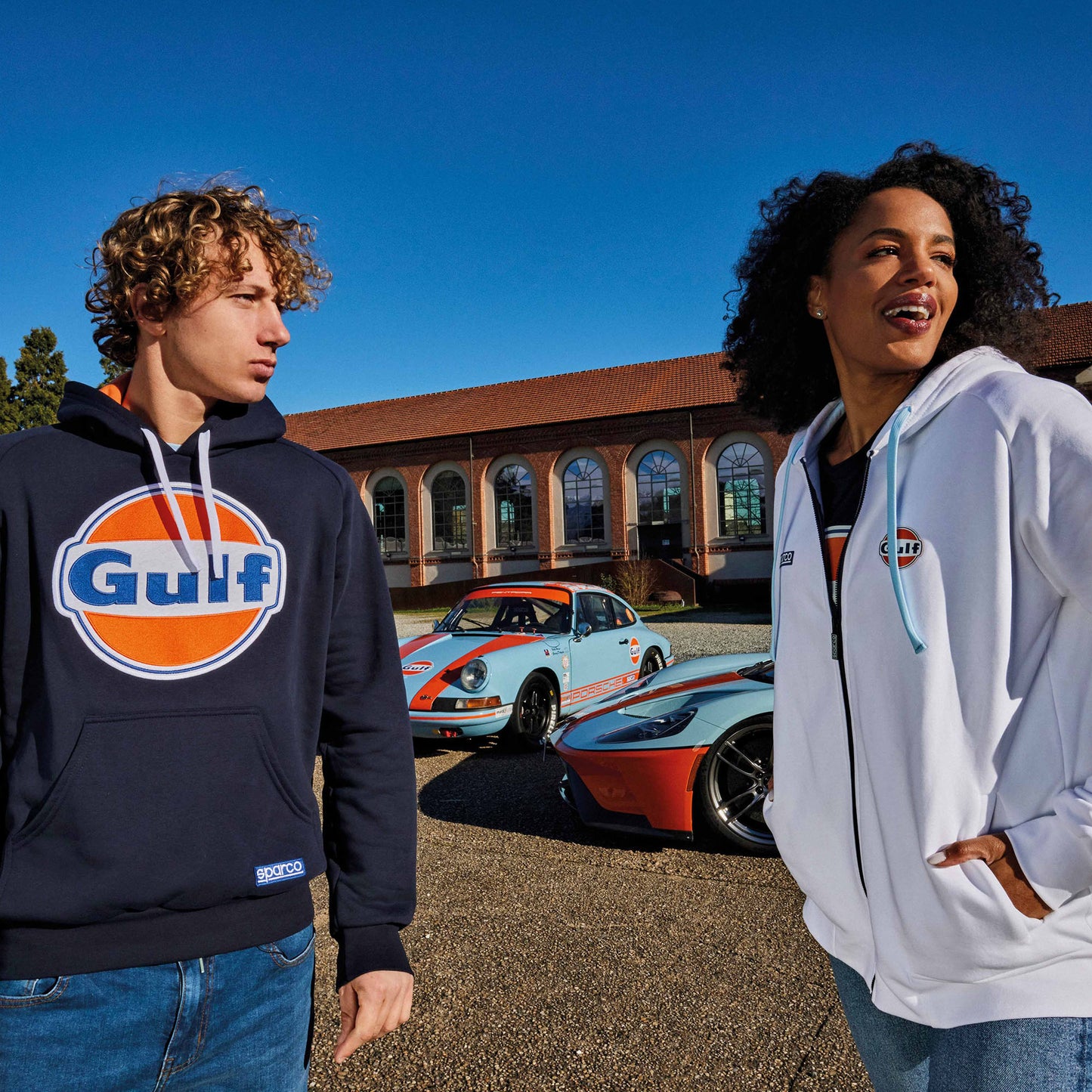 2025 Sparco Gulf Racing Hooded Full Zip Sweatshirt Genuine Fanwear Made in Italy