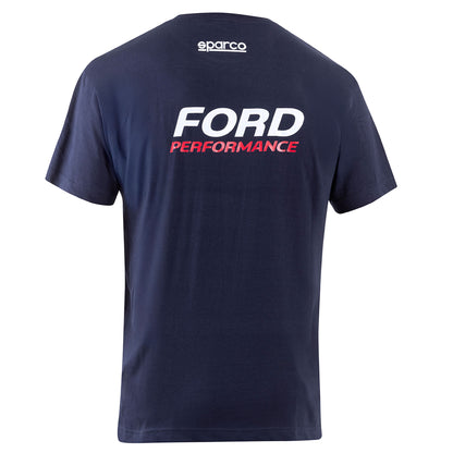 2025 Sparco Ford Performance Printed T-Shirt Tee Navy Cotton Official Fanwear