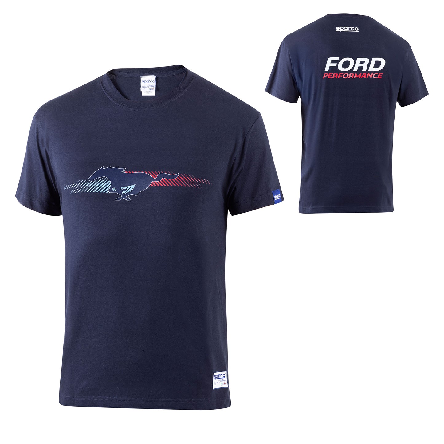 2025 Sparco Ford Performance Printed T-Shirt Tee Navy Cotton Official Fanwear