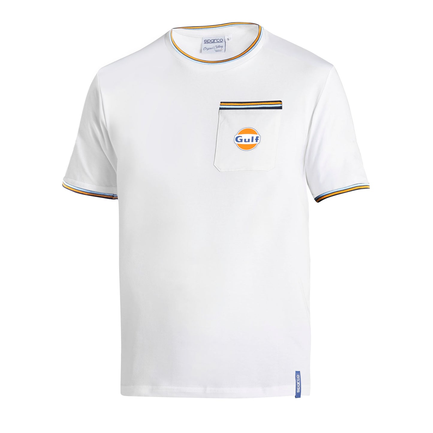 2025 Sparco Gulf Racing T-Shirt Tee with Pocket 95% Cotton 170gr Made in Italy