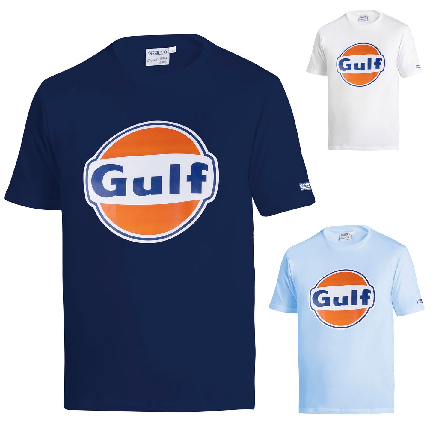 2025 Sparco Gulf Racing Big Logo T-Shirt Fanwear 95% Cotton 170gr Made in Italy