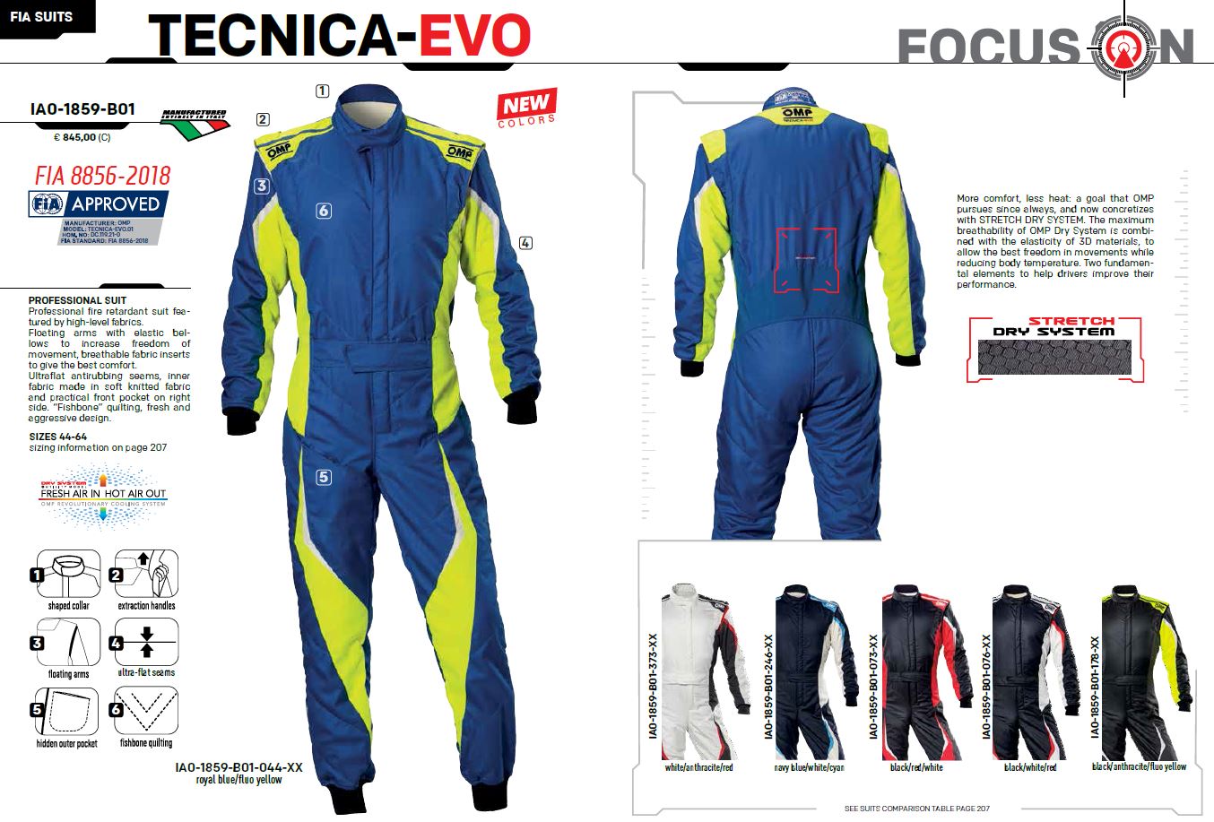 2025 OMP Tecnica Evo Race Suit Fireproof Overalls FIA 8856-2018 Racing