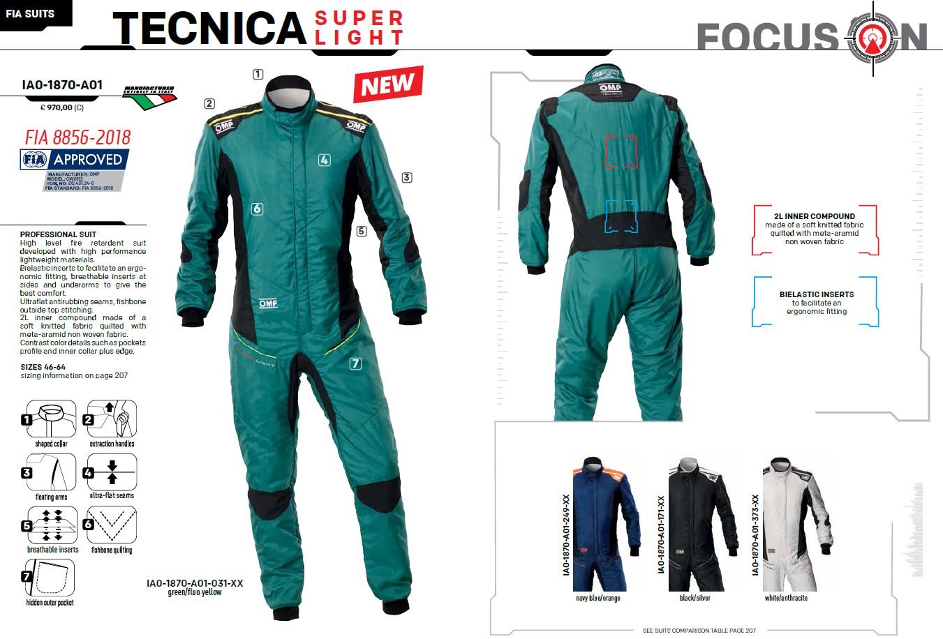 2025 OMP Tecnica Super Light Race Suit Fireproof Overalls FIA 8856-2018 Racing