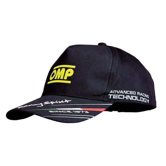 PR918 OMP Racing Spirit Baseball Cap Lightweight Cotton Black White Adult Child