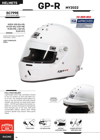 OMP GP-R Grand Prix Helmet Full Face Motorsport Race Rally FIA 8859-2015