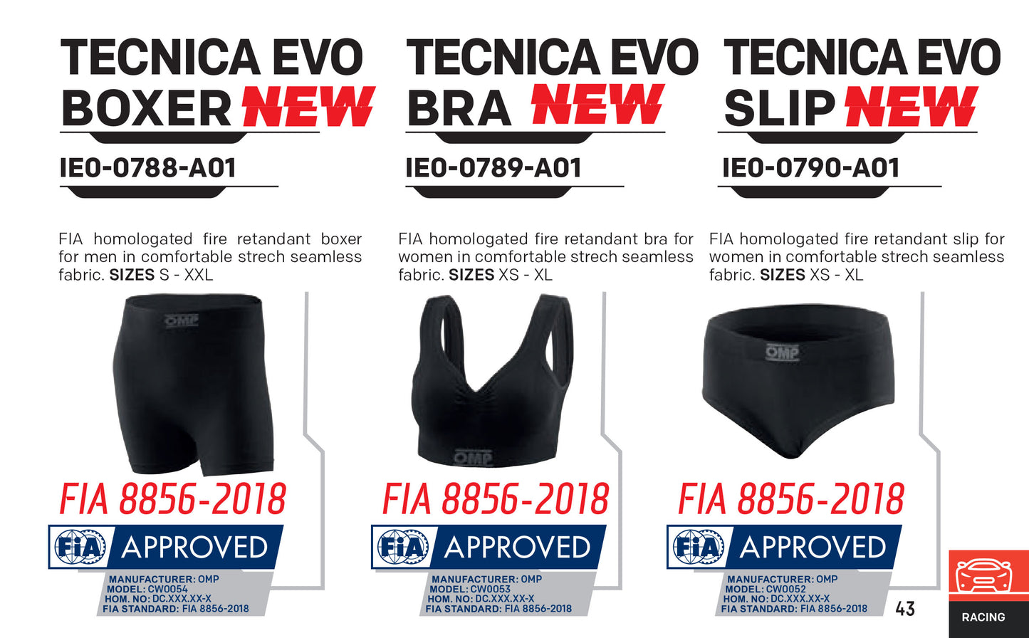 OMP Tecnica Evo Womens Bra Bralette Ladies Fireproof Underwear FIA 8856-2018