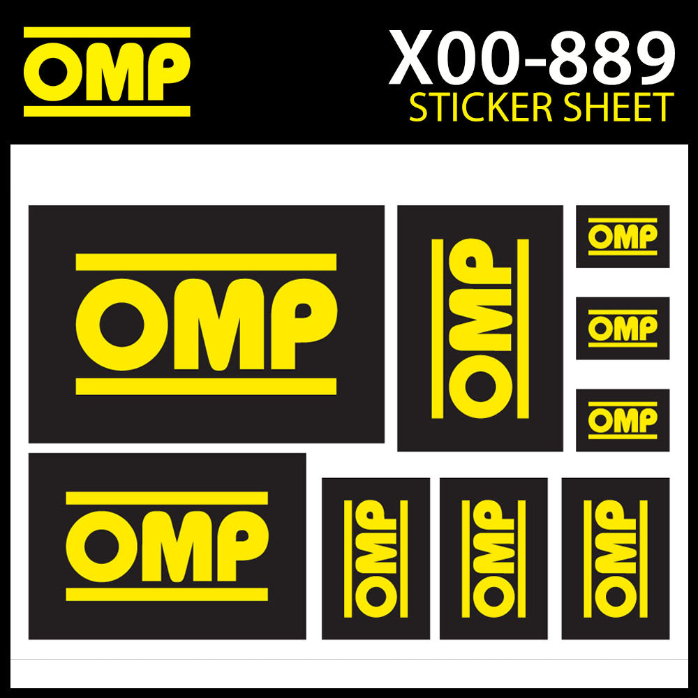 X/889 OMP Racing Rally Fan Decal Sheet X 9 OMP Stickers for Motorsport Race Car!