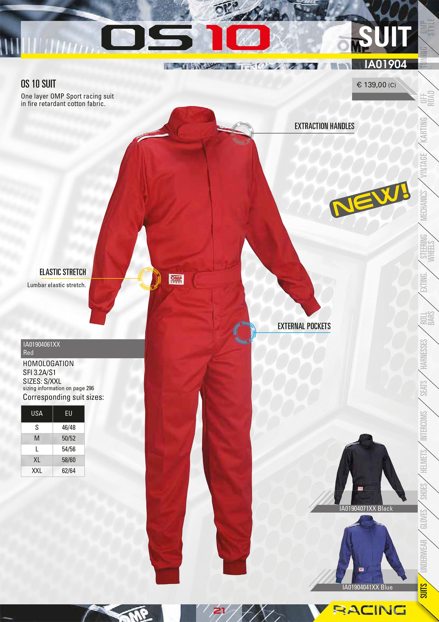 IA01904 OMP Sport OS Fireproof Race Suit